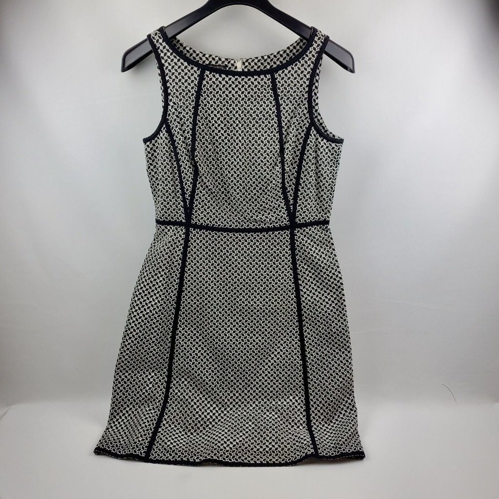 Talbots Petites Womens Fit Flare Midi Dress Sleeveless Lined Black White 10P